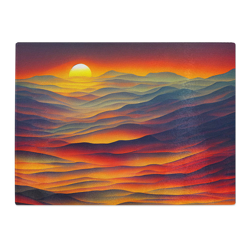 Blooming Mountain Sunset  Glass Chopping Board