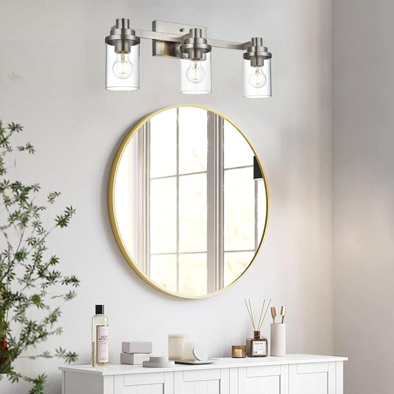 Modern Vanity Lighting Fixture With Clear Glass Shade, E26 Socket, For Bathroom, Kitchen, Bedroom, Hallway, Brushed Nickel
