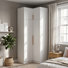 90.6" H Corner Wardrobe with Top Cabinet – 2 Doors, Hanging Rod + 5 Shelves