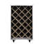 Cave à vin argentée à structure en aluminium patchwork avec 4 roulettes, capacité de rangement de 23 bouteilles, revêtement en bois synthétique, profondeur de 47,6 cm, largeur de 53,2 cm, hauteur de 89,2 cm, couleur principale, profonde et large.