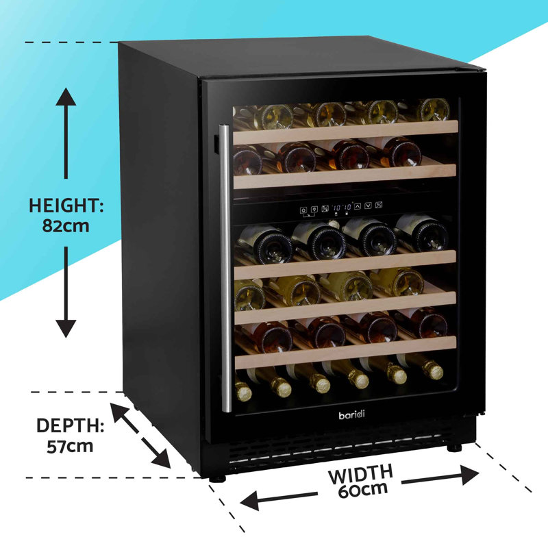 Baridi Dual Zone 59.5cm Freestanding 46 Bottle Wine Refrigerator with Reversible Door