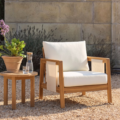 Fauteuil club d'extérieur en bois d'acacia Calera Modern Coastal