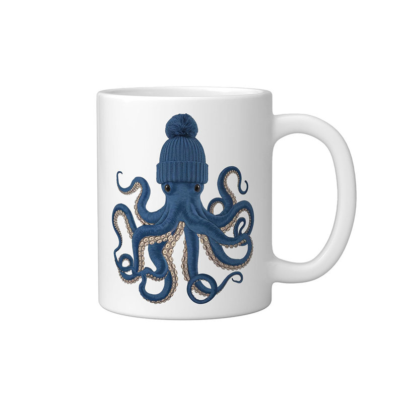 Cute Octopus Ceramic Mug, White, 11oz