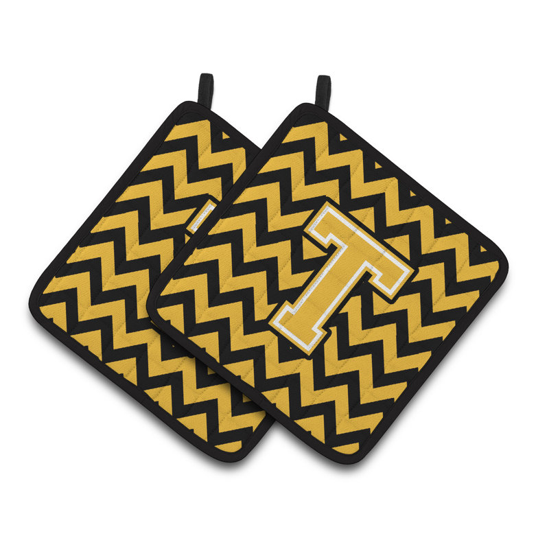 Poignée à chevrons, T, Noir / or