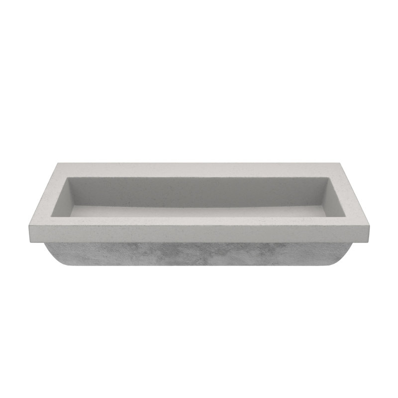 Lavabo de salle de bain en béton fabriqué à la main 36 po Native Stone Trough, Aucun trou, Cendré