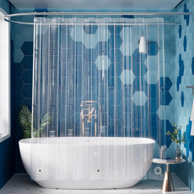 Clear PEVA Shower Curtain Liner With Magnets And Rustproof Grommets, Lightweight Waterproof Bathroom Shower Curtain For Easy Cleaning And Quick Drainage