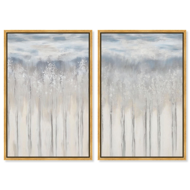 «Dewy Elegy Diptych pair», reproduction d'art sur toile par Art Remedy, cadre doré, 20 x 30, H 31 po x l 21 po