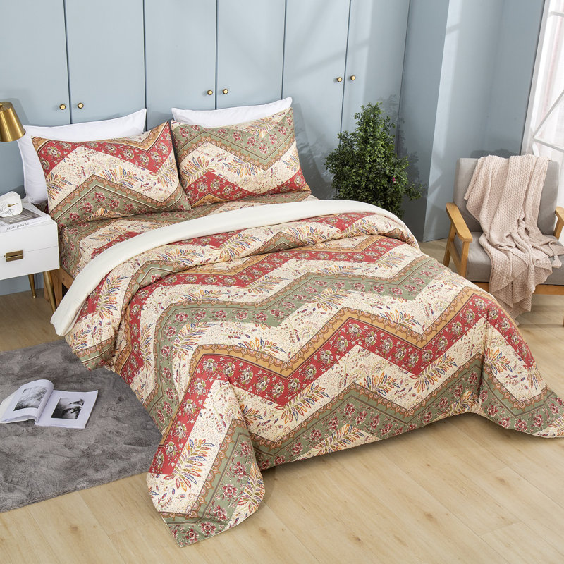 Polyester Chevron / Zig Zag Duvet Cover, California King Duvet Cover  + 2 Pillow Cases
