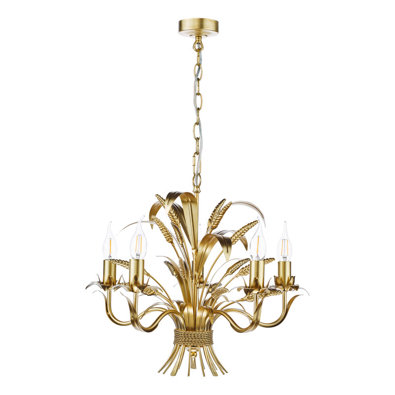 - Light Gold Pendant, 5 Lights, 193cm H x 50cm W x 50cm D