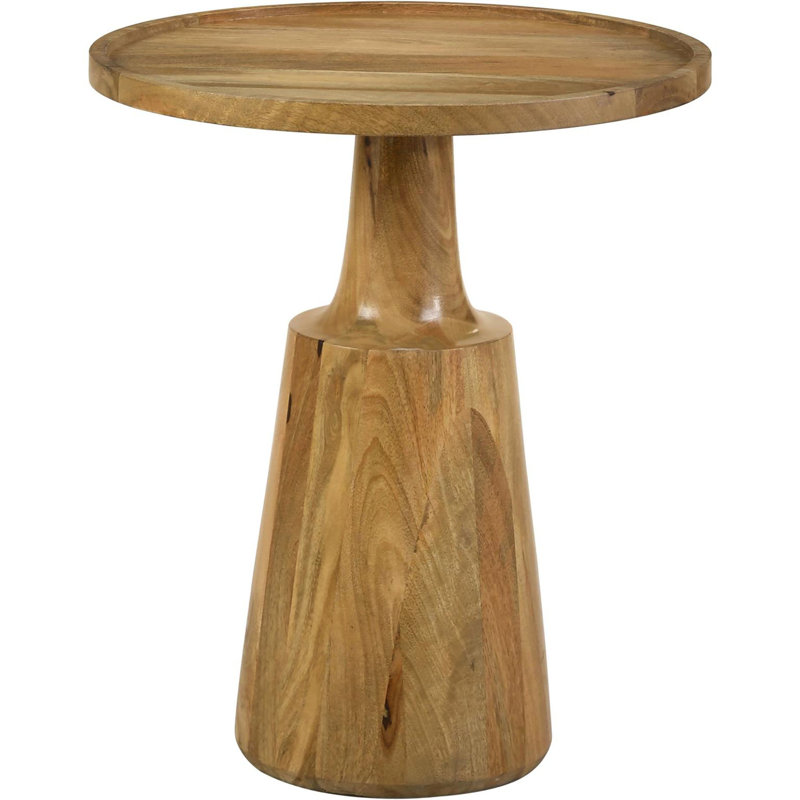 Table d'appoint en bois de manguier rustique avec rebord - 20 po de profondeur
