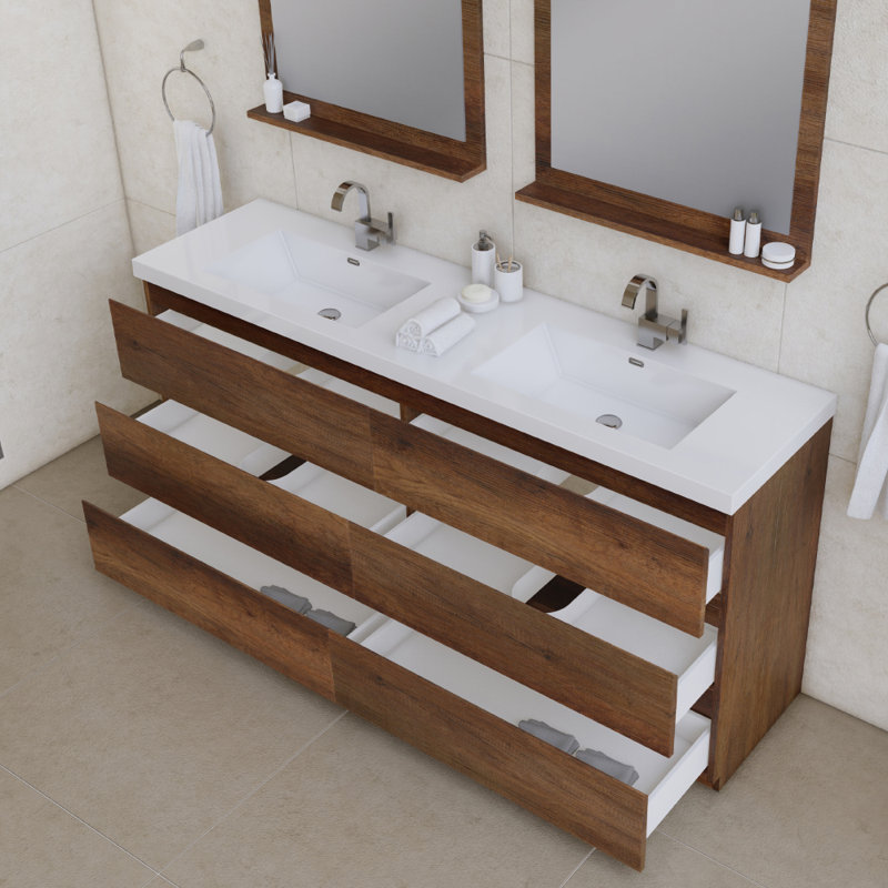 Ensemble de meuble-lavabo double 72 po Arjina, Gris