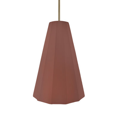 Radiance - Fluted 1-Light Pendant - Canyon Clay - Antique Brass - 9"W x 13"H - Replaceable Bulb - Rigid Stem