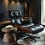 Fauteuil lounge en cuir avec bois massif-134994955