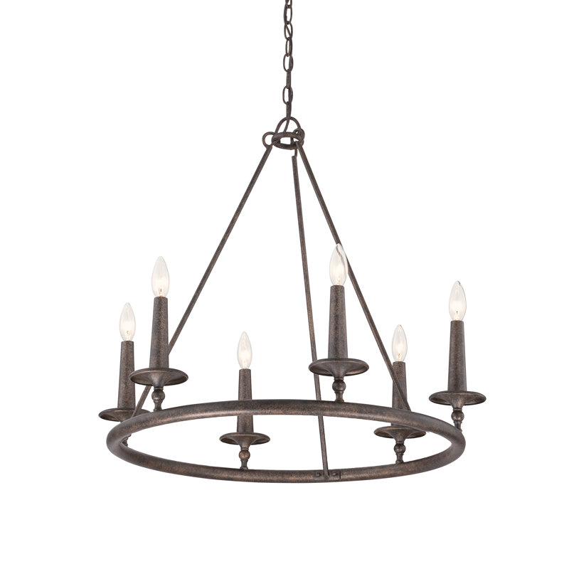 Lustre de roue de style bougie 6 lumières Nash