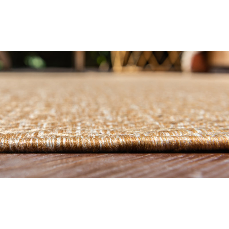 Snelling Abstract Indoor / Outdoor Rug, Square 6', Light Brown