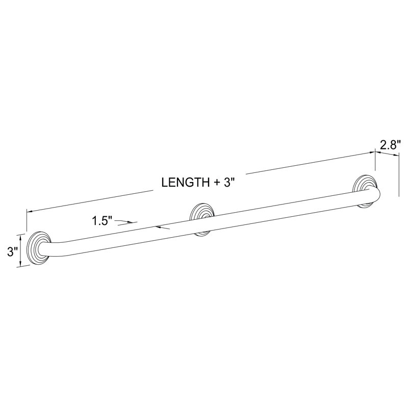 Chelsea Grab Bar, 42" W, Polished Brass