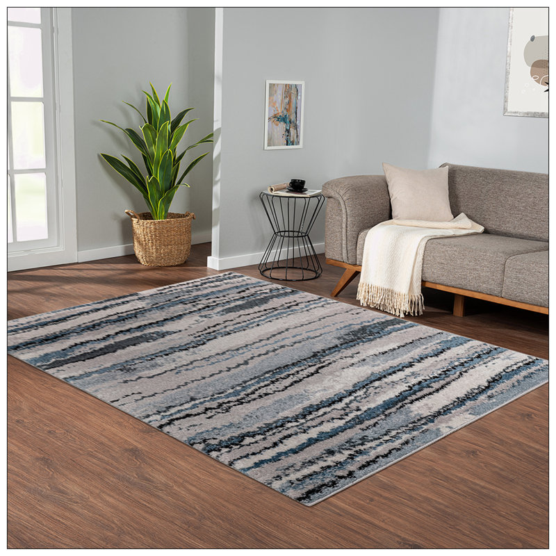 Tapis tissé à rayures abstraites Watercolor, Rectangle 5 pi x 7 pi