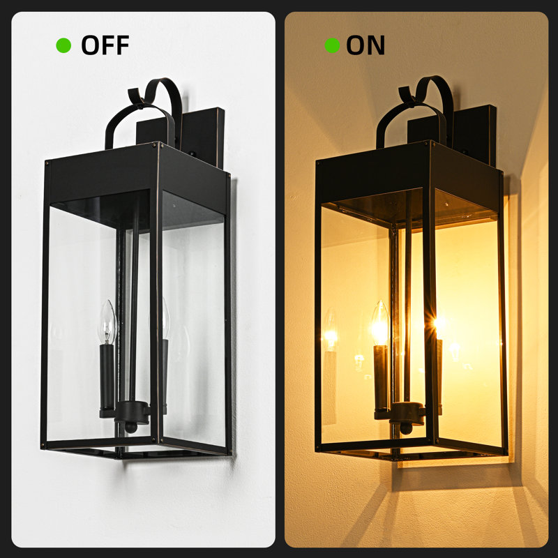 24 In. Oil Rubbed Bronze 2-Light Outdoor Wall Lantern Sconce With Clear Glass