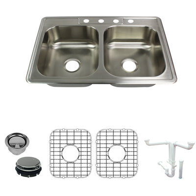 Select 33'' L Double Bowl Stainless Steel Kitchen Sink