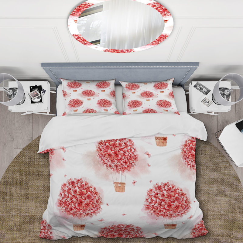 Ensemble de housse de couette floral rose en polyester avec microfibre Pink Air