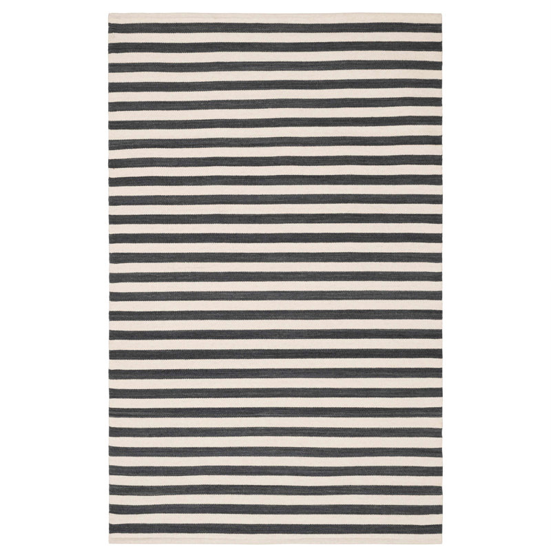 Tapis en laine noir / ivoire Renelso, Rectangle 6 pi x 9 pi