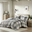 Housse de couette en microfibre à carreaux double / grand 3 pièces avec tissu écossais classique - étiquette, fermeture à boutons et certification de lavage en machine, fonction lavable