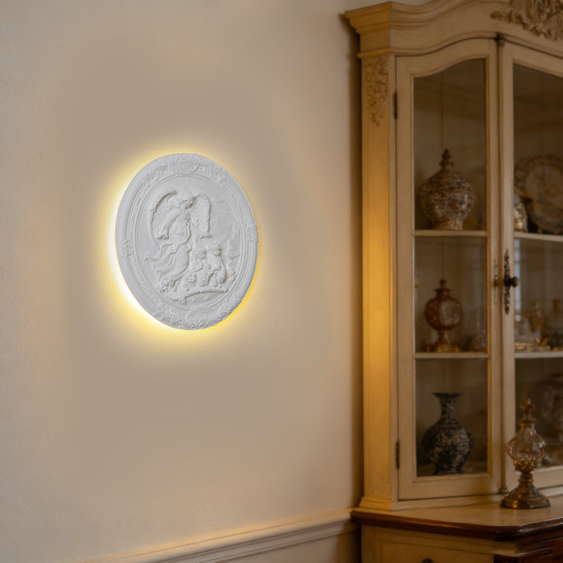 Applique murale encastrée ronde en ange sculpté pour salon