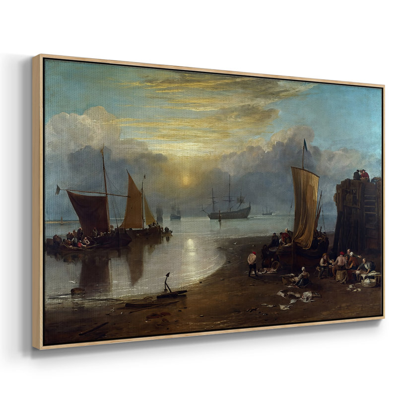 Bateaux de pêche avec des hucksters marchant pour le poisson, 1837-1838-J.M.W. Toile tendue avec châssis Turner, Naturel