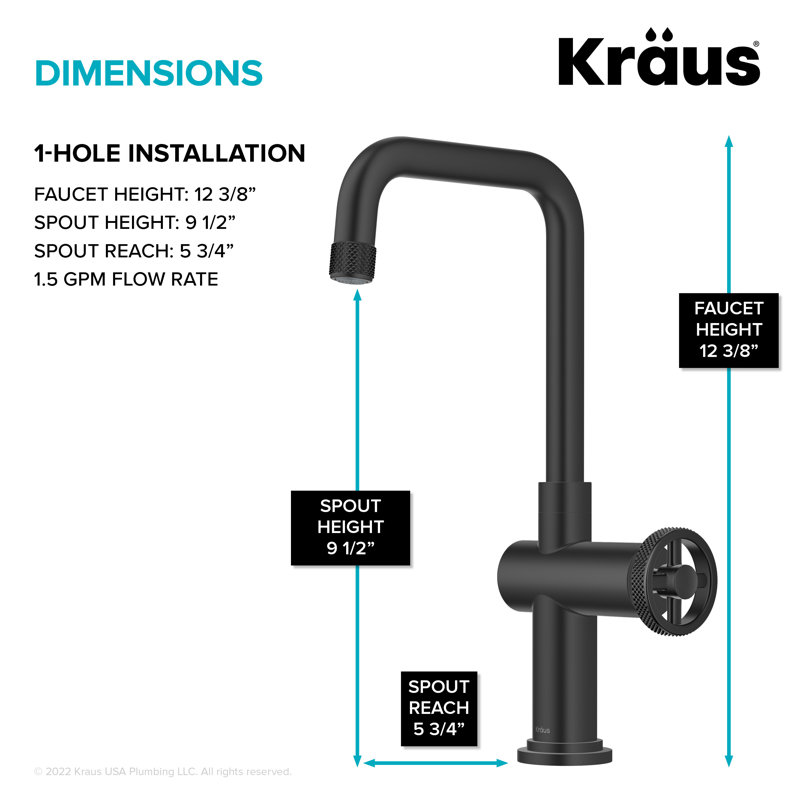 Urbix Single Handle Bar Faucet, Matte Black