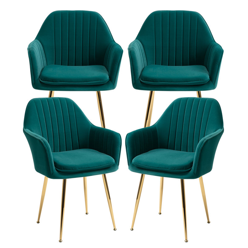 Deamon Upholstered Arm Chair (Set of 4), Green