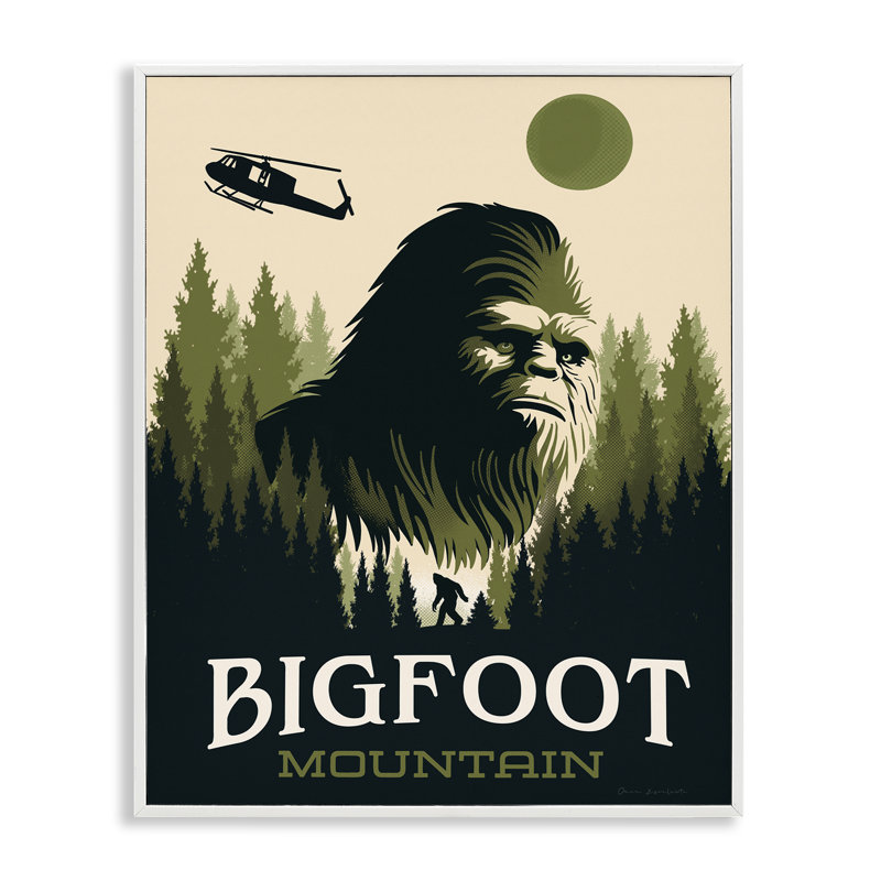Giclée encadrée Bigfoot Mountain Forest, design par Omar Escalante, H 30 po x l 24 po, Giclée encadrée blanc bord de mer