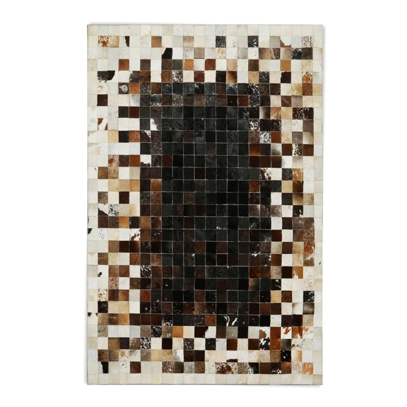 Tapis crème, brun et noir, Rectangle 3 pi x 3 pi 4 po