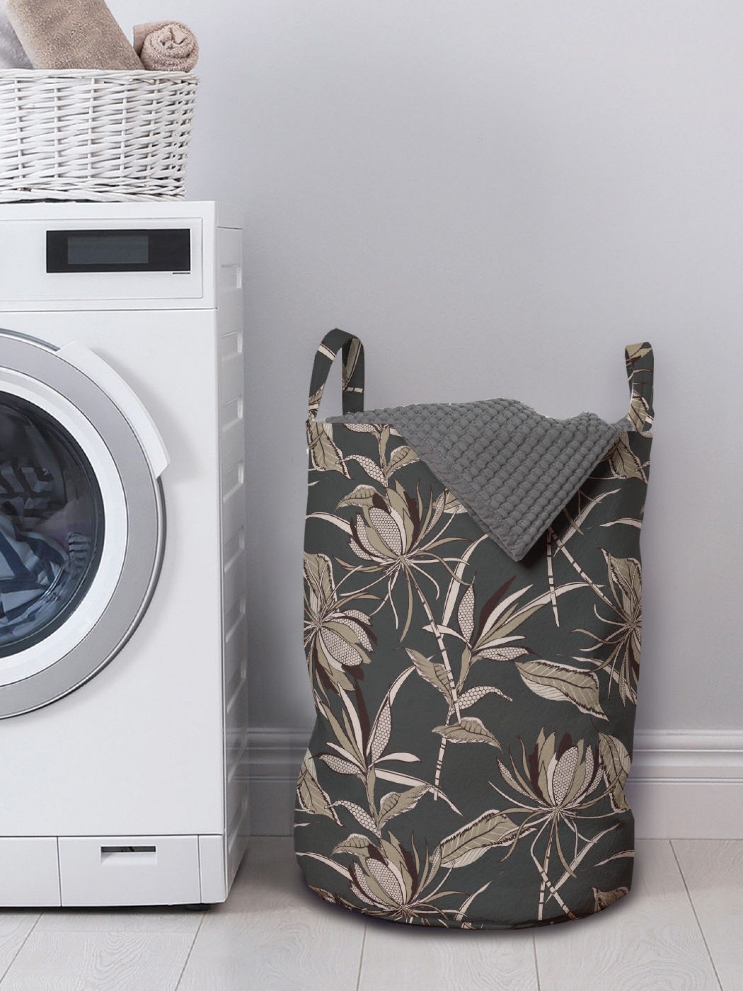 East Urban Home Ambesonne Floral Laundry Bag, Hand Drawn Exotic Flowers ...