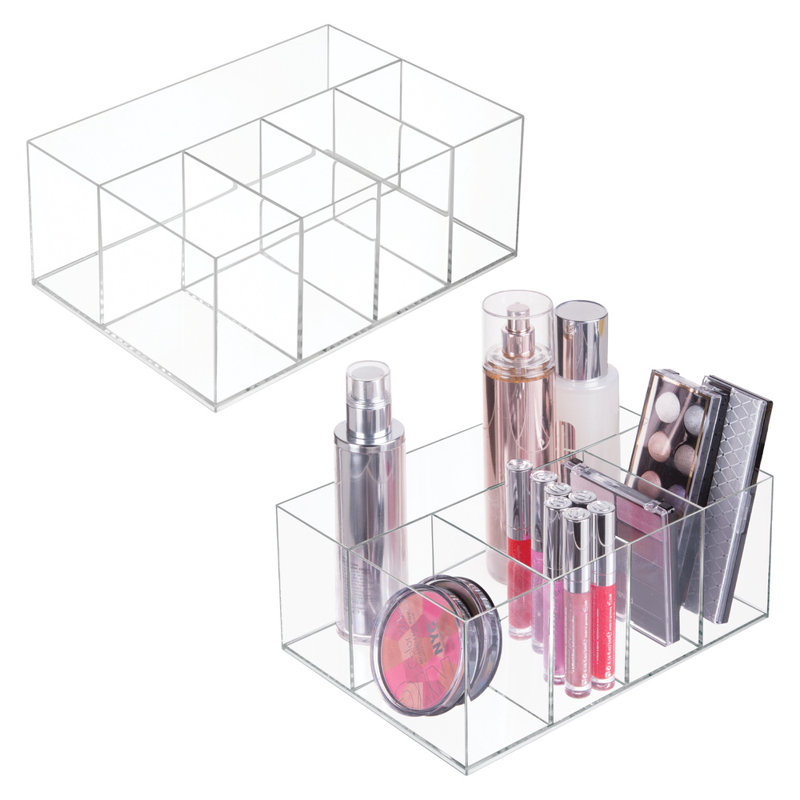 Organisateur de maquillage divisé en 5 sections pour meuble-lavabo ou comptoir - peut contenir des sérums, des cosmétiques et des accessoires pour cheveux