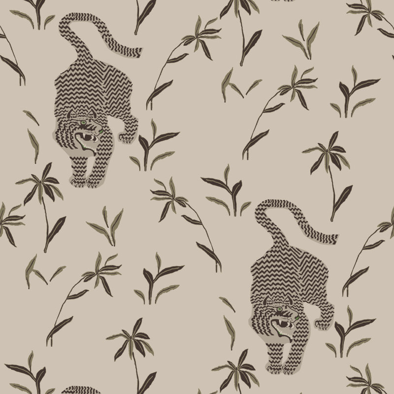 Stalking Tiger - Wallpaper, Green, Peel & Stick