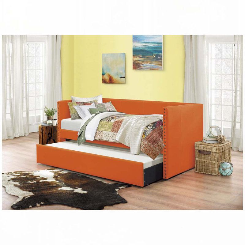 Lit de jour avec couchette Yelton, Orange