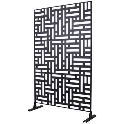 Écran d'intimité extérieur et intérieur en métal H 76 po x l 48 po, écran d'intimité décoratif autoportant pour terrasse de balcon, panneaux de clôture d'intimité pour jardin extérieur noir