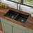  Quartz 33'' L x 19"W Granite Composite Kitchen Sink Undermount Double Bowl Quartz Kitchen Sink with Roll-up Rack,Bottom Grid-99703132