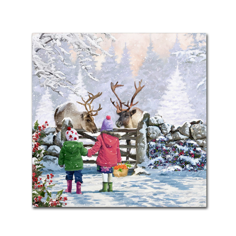 «Armand Reindeer pair» par Armand, reproduction sur toile, H 14 po x l 14 po x P 2 po