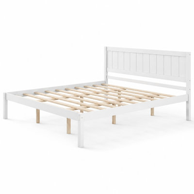 King Size Platform Bed Frame with Integrated Headboard, Heavy Duty Wood Slat Support, No Box Spring Required, Spacious Under Bed Storage, Durable Solid Wood and MDF Construction