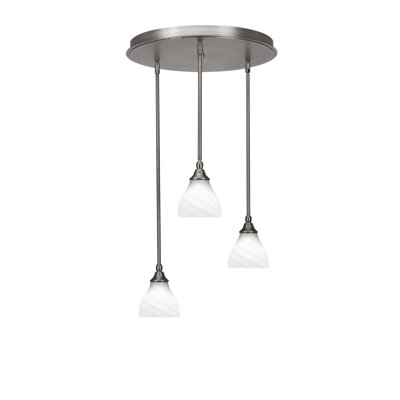 Luminaire suspendu grappe suspendu à 3 lumières Empire avec verre en marbre blanc 6,25 po Empire