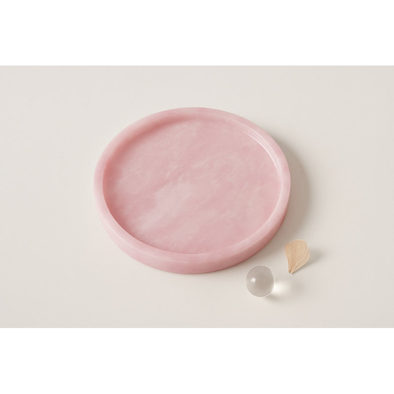 Plateau rond blanc albâtre Montana, L 1,25 po x P 9 po x H 9 po