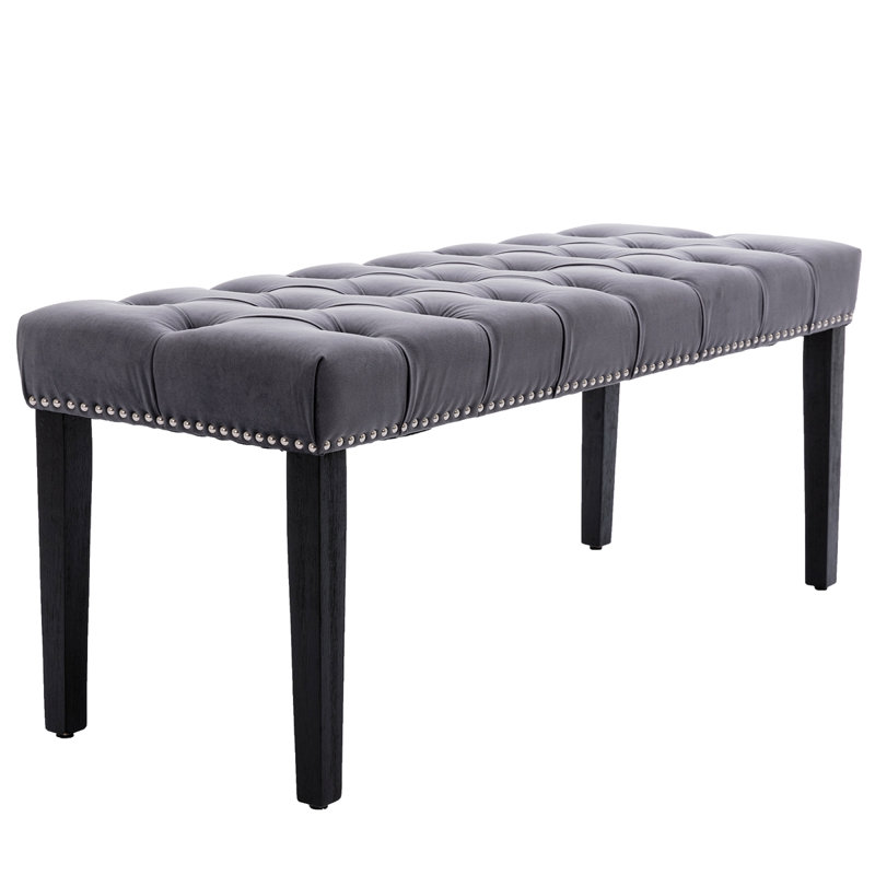 Upholstered Tufted Bench Ottoman , Velvet Dining Bench Bedroom Bench  Footrest Stool Accent Bench For Entryway Dining Room Living Room