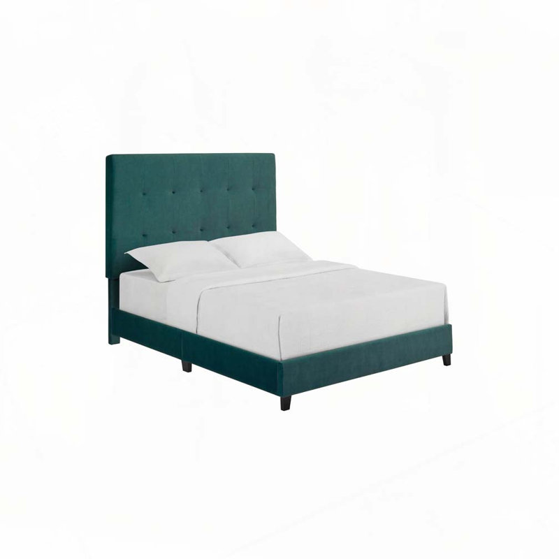 Lit plateforme tapissier touffeté, Vert