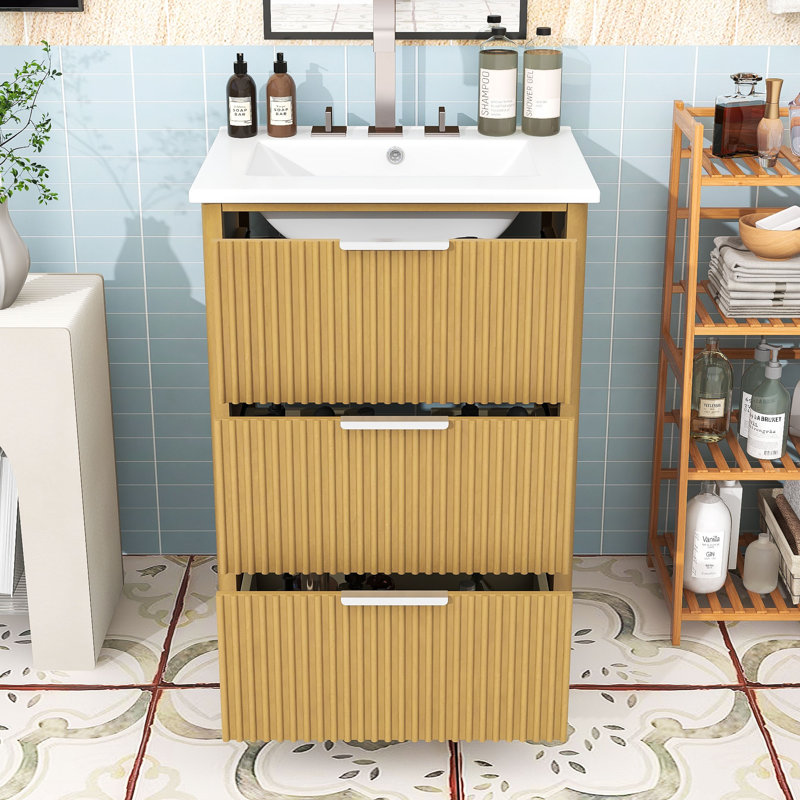 Bathroom Vanity with Ceramic Sink and Drawers