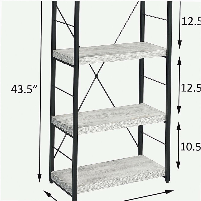 Bibliothèque antique noire à 3 tablettes, Noir/gris, (3 tablettes) H 43,58 po x l 24,58 po x P 11,58 po