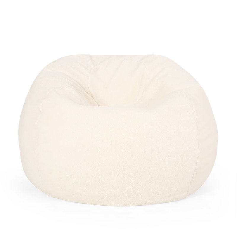 Kavel 3 Foot Rounded Bean Bag, Cream, Cream Fabric