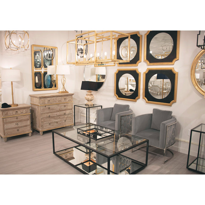 Zeke Square Wall Mirror, Champagne/Gold Leaf