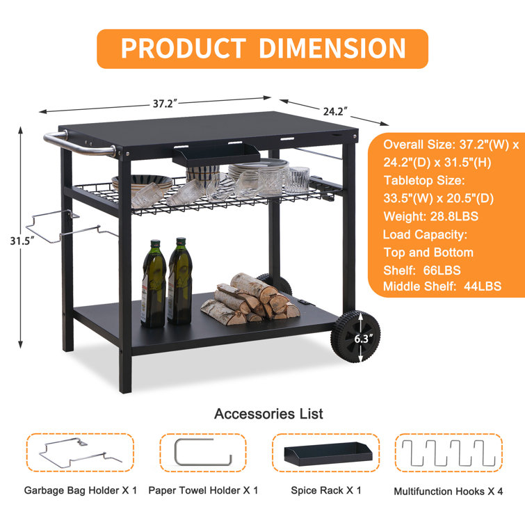 Yumun Rolling Metal Trolley with Smooth Wheels for LPG Gas