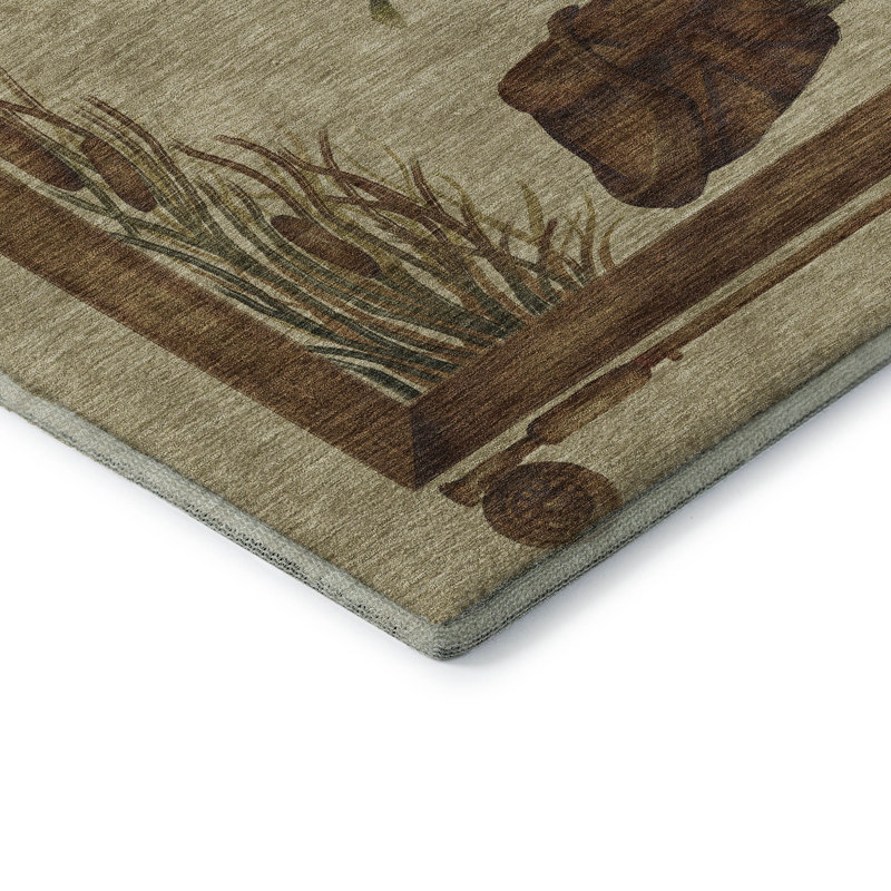 Tapis kaki de qualité supérieure lavable à la machine Cerrito AMF145, Rond 8 pi